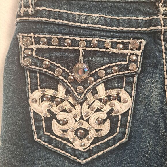 La Idol Womens Shorts Bermuda Length Jeans Jr Size 5 Bling Rhinestone Pockets - Picture 9 of 16